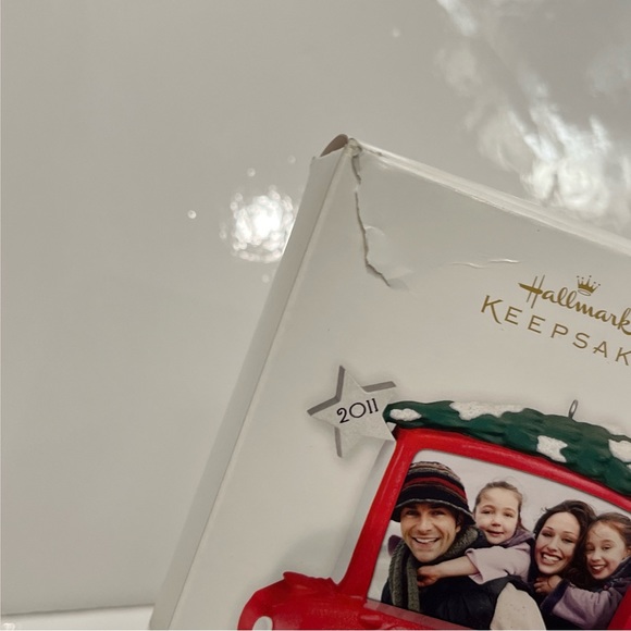 HALLMARK Keepsake Ornament 2011 Our Family Photo Holder Tree On Red Car Lot Of 2 - Picture 3 of 14